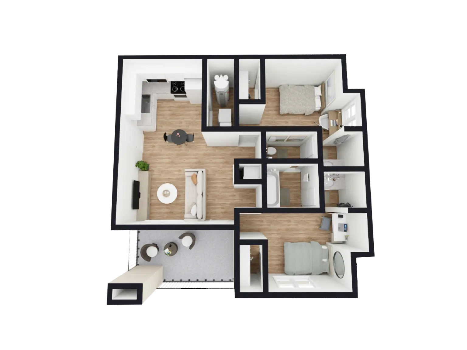 B1 - 2 Bed / 1 Bath - 812 sq. ft - Starting at $685