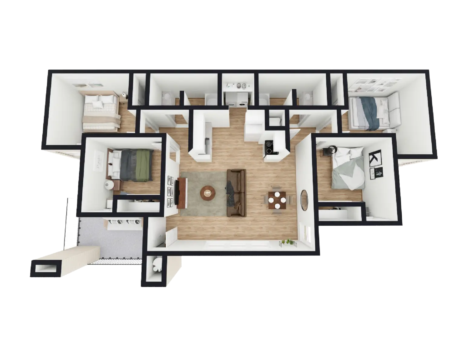 D2 - 4 Bed / 2 Bath - 1,535 sq. ft - Starting at $590